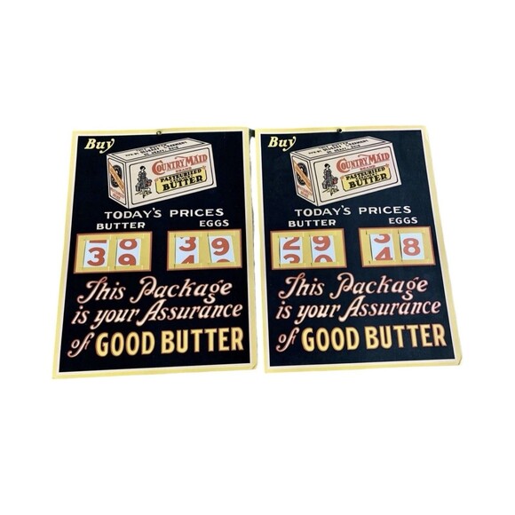 Source Unknown Other - Country Maid Butter Store Price Cardboard Sign Eggs & Butter Display